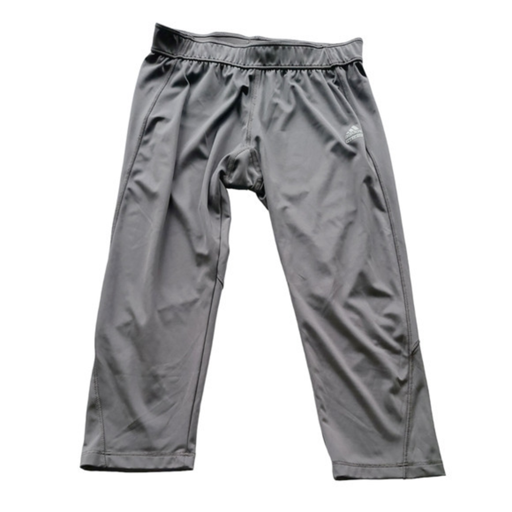 Adidas Techfit Climalite Gray Cropped Compression Leggings Zipper Pocket L